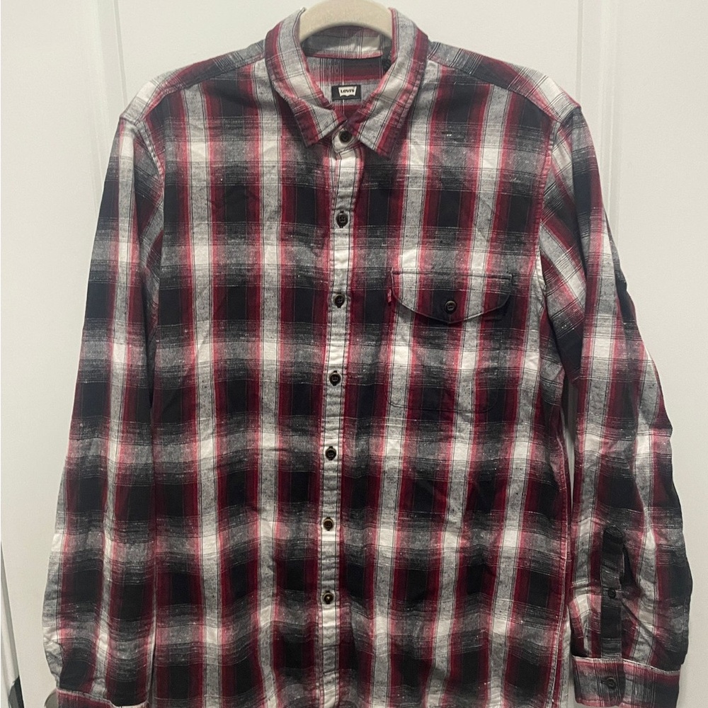 Levi's Red and Black Casual Button Down Shirt